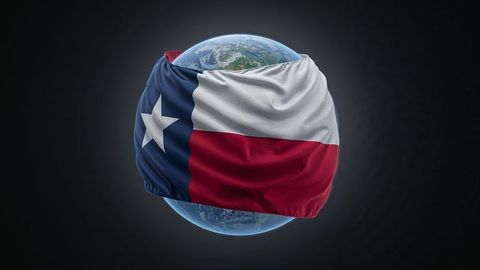 Planet Earth Wrapped in Texas State Flag in Deep Space