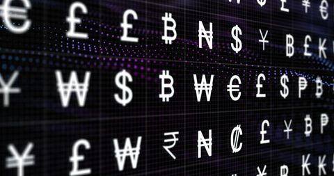 Global Currency Icons over Digital Financial Grid Backdrop - Download Free Stock Images Pikwizard.com