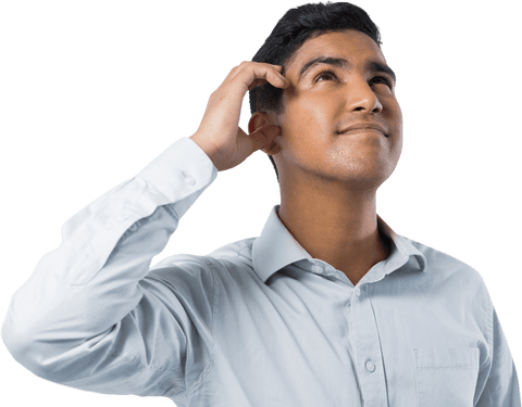 Thoughtful Man in White Shirt Reflecting Against Transparent Background - Download Free Stock Videos Pikwizard.com
