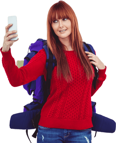 young hipster woman taking selfie isolated on transparent background - Download Free Stock Videos Pikwizard.com
