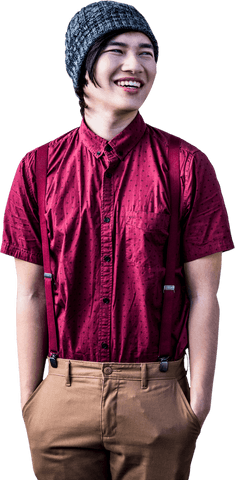 Transparent Cheerful Hipster Man Laughing in Casual Wear