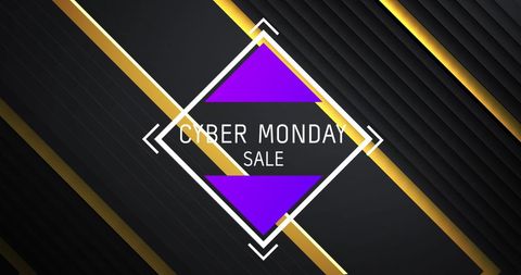 Cyber Monday Sale Banner with Gold and Purple Accents