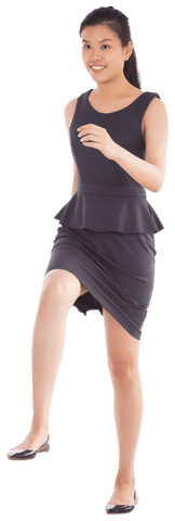 Professional Smiling Asian Businesswoman Walking Transparent Background