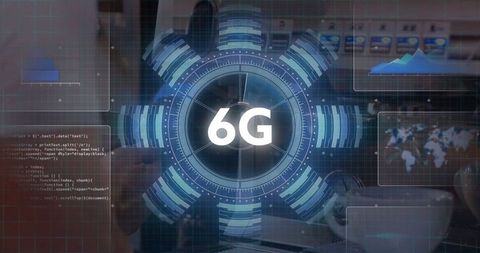 6G Holographic Interface Displaying Over Office Desk