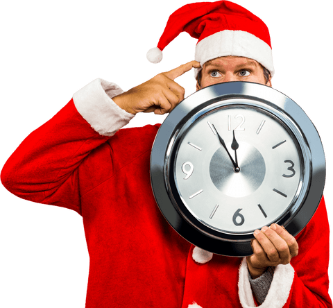 smiling man in santa costume holding transparent clock holiday celebration - Download Free Stock Videos Pikwizard.com