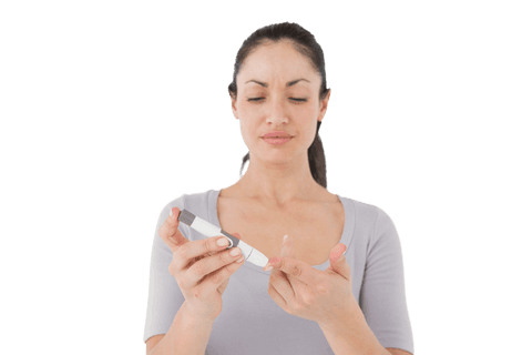 diabetic woman using blood glucose monitor with transparent background - Download Free Stock Videos Pikwizard.com