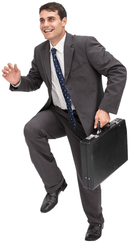 Transparent Man Smiling and Holding Briefcase