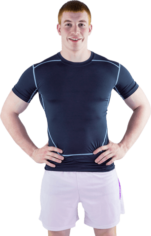 Transparent background of confident rugby player smiling
