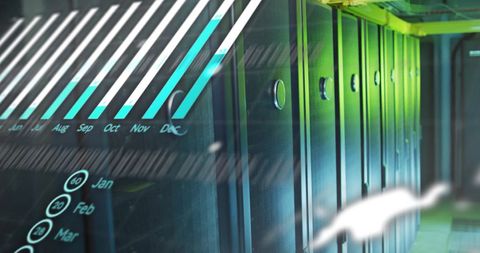 Data Processing Concept Over Server Racks in Data Center