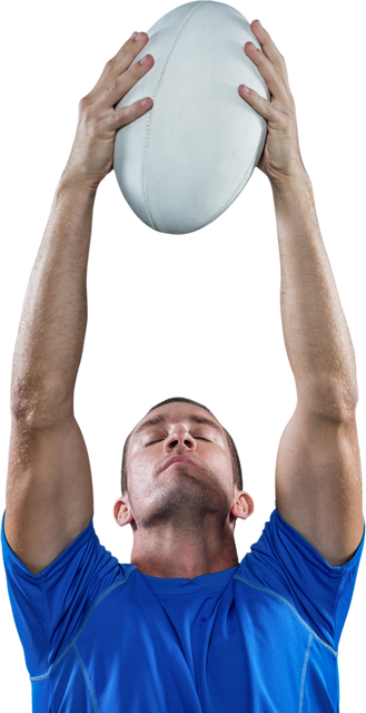 Rugby Player Holding Ball with Focus Eyes Closed Transparent Background - Download Free Stock Videos Pikwizard.com