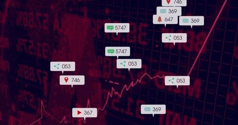 Futuristic Digital Analytics Dashboard with Floating Social Metrics