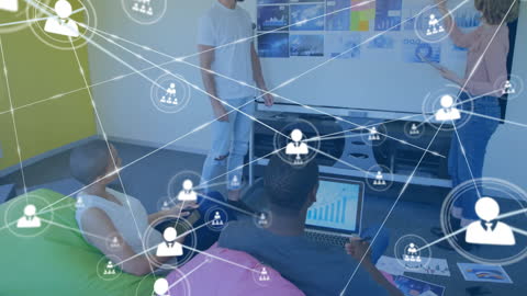 Diverse Business Team Discussing Digital Connections and Data