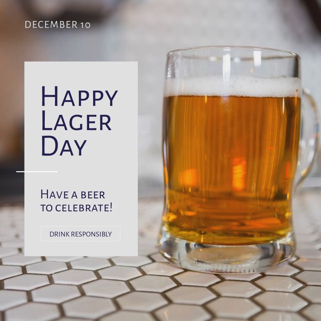 Celebrating Happy Lager Day with a Fresh Glass of Beer - Download Free Stock Templates Pikwizard.com