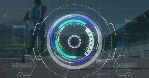 Digital Data Processing with Runner in Background - Download Free Stock Images Pikwizard.com