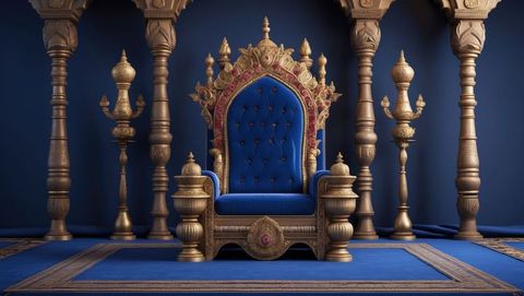 Opulent gold throne in luxurious ceremonial hall