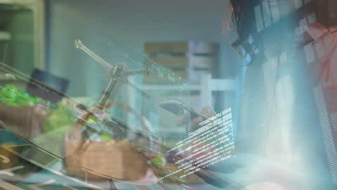 Data Processing Animation Overlaid on Shopping Scene