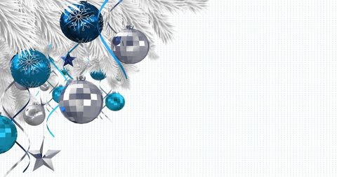 Winter Wonderland with Silver and Blue Holiday Ornaments
