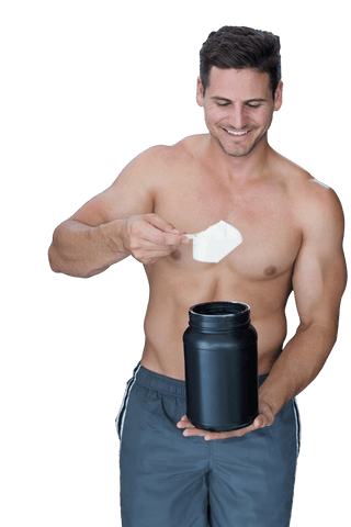 shirtless man holding protein powder on transparent background - Download Free Stock Videos Pikwizard.com