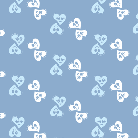Pattern of Transparent Blue and White Hearts with Faces on Blue Background - Download Free Stock Videos Pikwizard.com