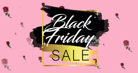 Black Friday Sale Banner with Floral Pink Background - Download Free Stock Images Pikwizard.com