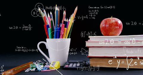 Creative School Concept with Math Equations and Supplies - Download Free Stock Images Pikwizard.com