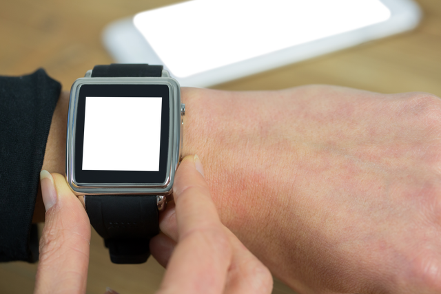 Business Professional Adjusting Transparent Smartwatch in Office - Download Free Stock Videos Pikwizard.com