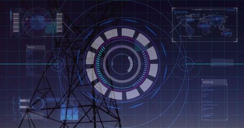 Futuristic Interface with Data Visualization and Digital Globe