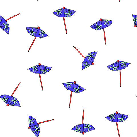 Pattern of Blue Umbrella Illustration on Transparent Background