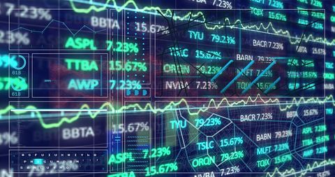 Holographic Digital Stock Market Display with Graphs - Download Free Stock Images Pikwizard.com