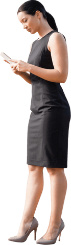 Transparent Businesswoman Messaging on Smartphone Standing Birmingham