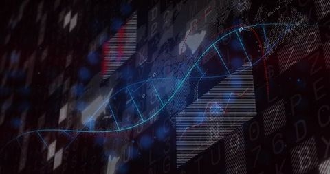 Futuristic DNA Helix in Digital Visualization Environment