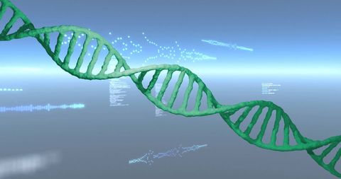 Digital DNA Strand with Data Processing Interface Background - Download Free Stock Images Pikwizard.com