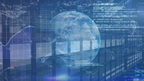 Digital Data Processing with Globe and Columns Background