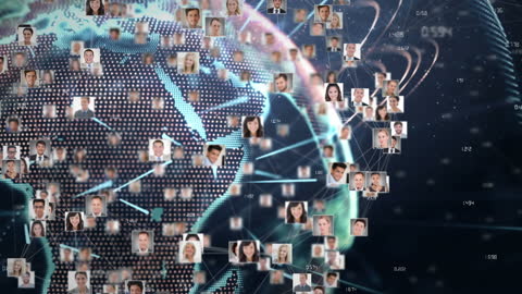 Global Network Concept with Digital Connections and People Profiles