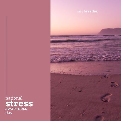 Calming Beach Scene for National Stress Awareness Day - Download Free Stock Templates Pikwizard.com