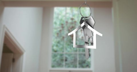 House-Shaped Key Ring with Silver Keys in Modern Home Interior - Download Free Stock Images Pikwizard.com