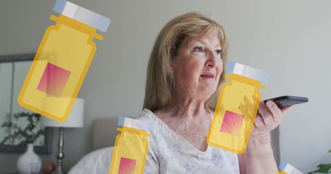 Senior Woman Engaging with Healthcare App on Smartphone