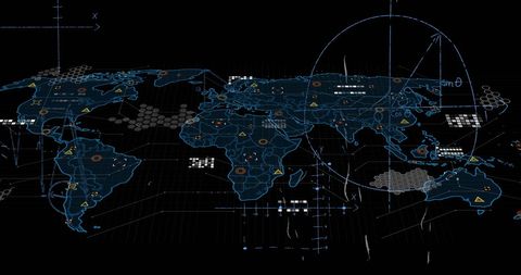 Global Data Network with Mathematical Analytics Map Illustration - Download Free Stock Images Pikwizard.com