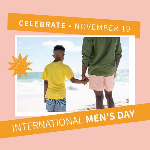 African American Father and Son Celebrating International Men's Day