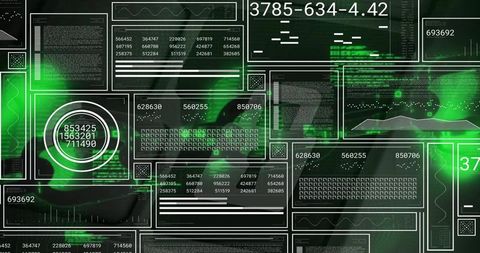 Futuristic Digital Data Analysis Interfaces in Green with Charts - Download Free Stock Images Pikwizard.com