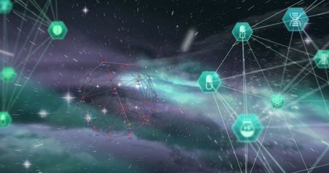 Futuristic Network Connections with Digital Icons - Download Free Stock Images Pikwizard.com
