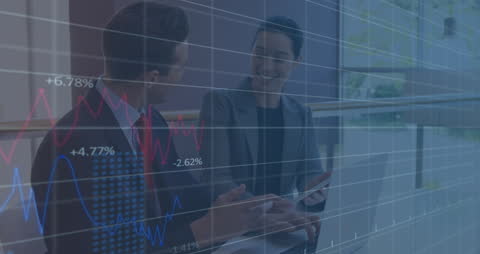 Business Discussion Against Financial Data and Technology Background