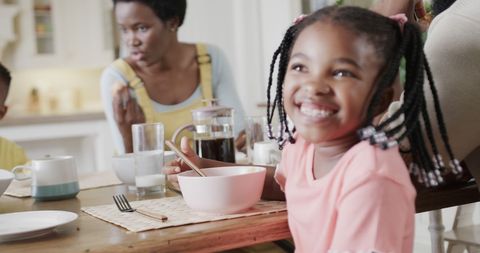Joyful African American Family Enjoying Breakfast Together - Download Free Stock Images Pikwizard.com
