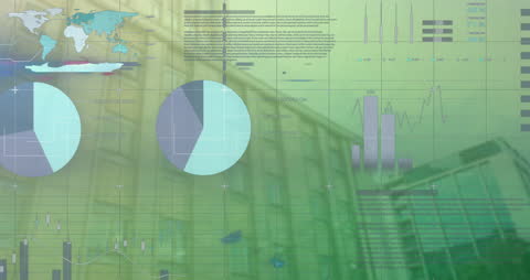Abstract Infographic Interfaces Overlay Urban Architecture