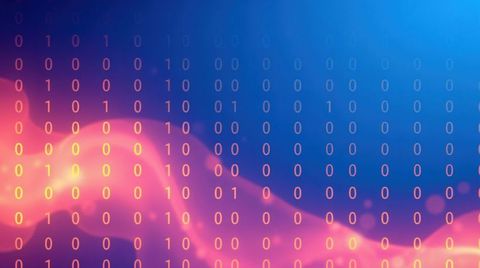 binary code and glowing wave on a vibrant gradient background - Download Free Stock Images Pikwizard.com
