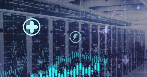 Digital Data Processing Concept with Server Racks