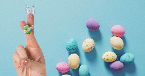 Whimsical Easter Eggs and Cartoon Finger Art - Download Free Stock Images Pikwizard.com