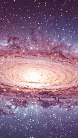 Rotating and Zooming into Spiral Galaxy Core Vertical Space Video with Dusty Stellar Arms