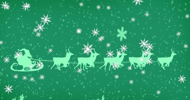 Santa Claus in Sleigh with Reindeer on Festive Green Background - Download Free Stock Images Pikwizard.com