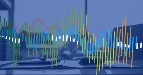 Financial data analysis visualization in modern office environment